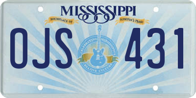 MS license plate OJS431
