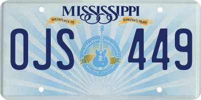 MS license plate OJS449
