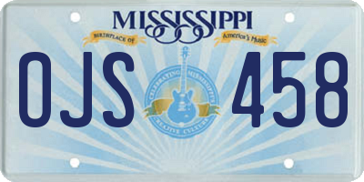 MS license plate OJS458