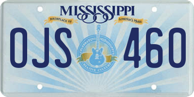 MS license plate OJS460