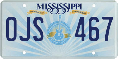 MS license plate OJS467