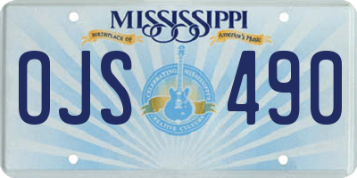 MS license plate OJS490