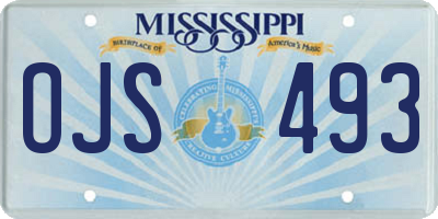 MS license plate OJS493