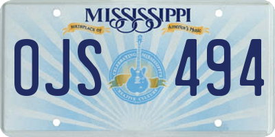 MS license plate OJS494