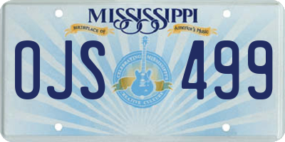 MS license plate OJS499