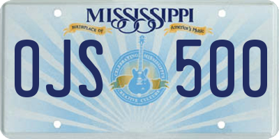MS license plate OJS500