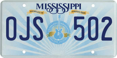 MS license plate OJS502