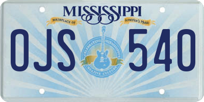 MS license plate OJS540