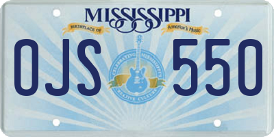 MS license plate OJS550