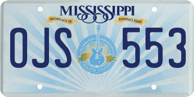 MS license plate OJS553