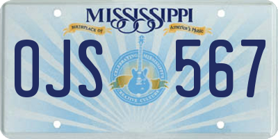 MS license plate OJS567