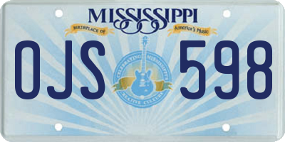 MS license plate OJS598