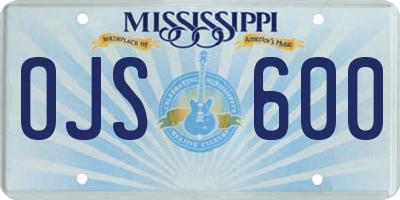 MS license plate OJS600