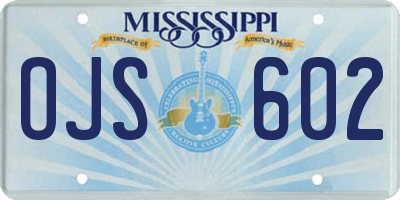 MS license plate OJS602