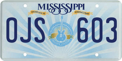 MS license plate OJS603