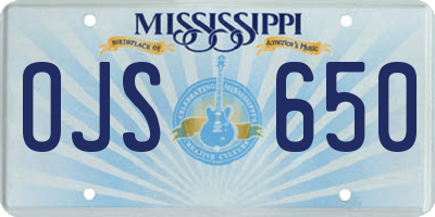MS license plate OJS650