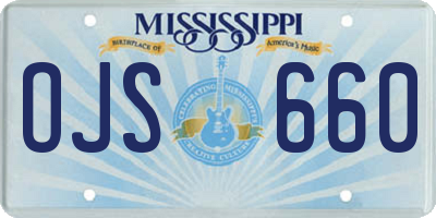 MS license plate OJS660