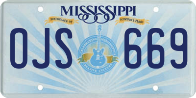 MS license plate OJS669