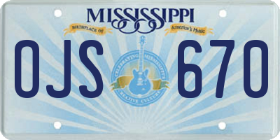 MS license plate OJS670