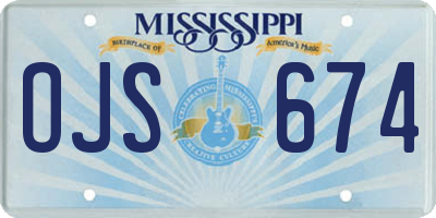 MS license plate OJS674