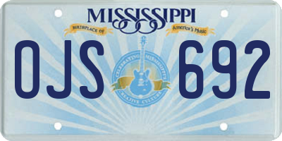MS license plate OJS692