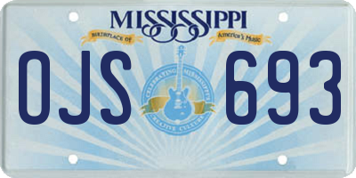 MS license plate OJS693