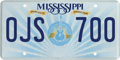 MS license plate OJS700