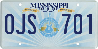 MS license plate OJS701