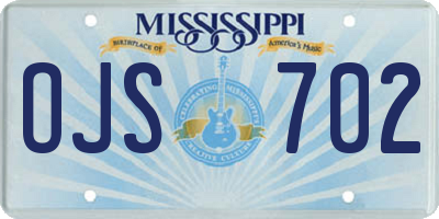 MS license plate OJS702