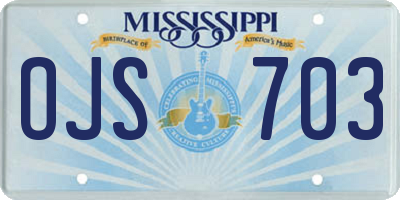 MS license plate OJS703
