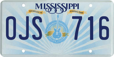 MS license plate OJS716