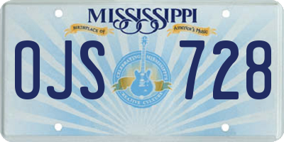 MS license plate OJS728