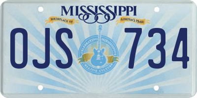 MS license plate OJS734