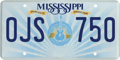 MS license plate OJS750