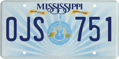MS license plate OJS751