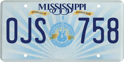 MS license plate OJS758