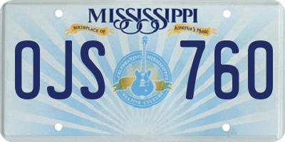 MS license plate OJS760