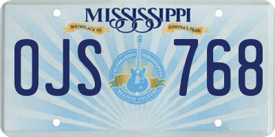 MS license plate OJS768