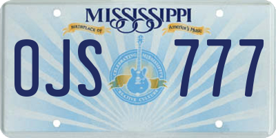 MS license plate OJS777