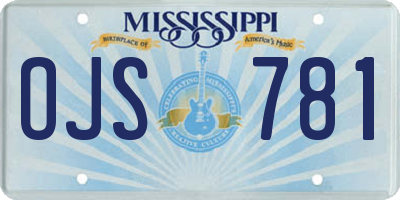 MS license plate OJS781