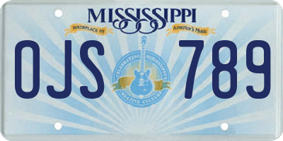 MS license plate OJS789
