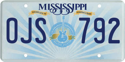 MS license plate OJS792