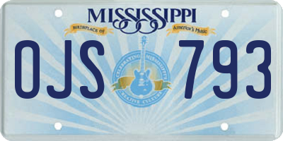 MS license plate OJS793