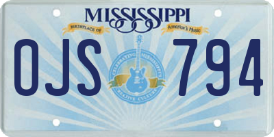 MS license plate OJS794