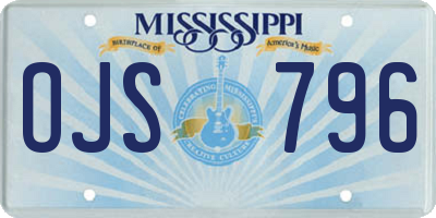 MS license plate OJS796