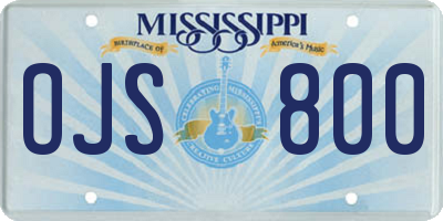 MS license plate OJS800
