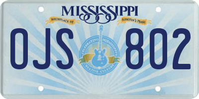 MS license plate OJS802