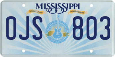 MS license plate OJS803