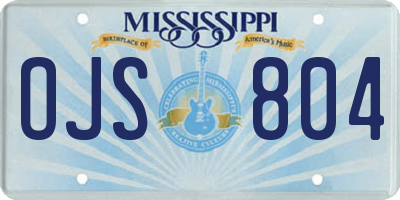 MS license plate OJS804