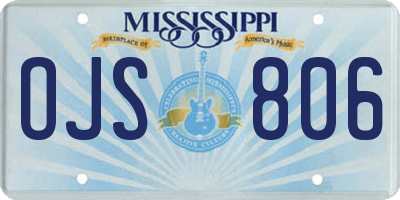 MS license plate OJS806